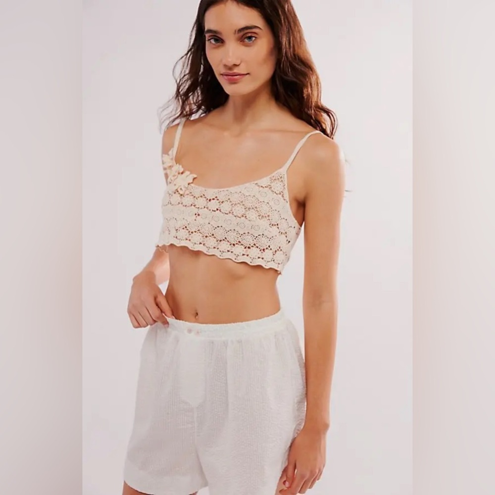 NWOT Free People Gypset Crochet Longline Bralette | Small | Ivory - Picture 2 of 8